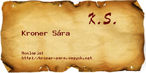 Kroner Sára névjegykártya
